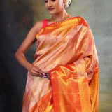 Orange Gold Jaal Kanjivaram Silk Saree