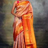 Orange Gold Jaal Kanjivaram Silk Saree
