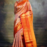 Orange Gold Jaal Kanjivaram Silk Saree