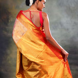 Orange Gold Jaal Kanjivaram Silk Saree
