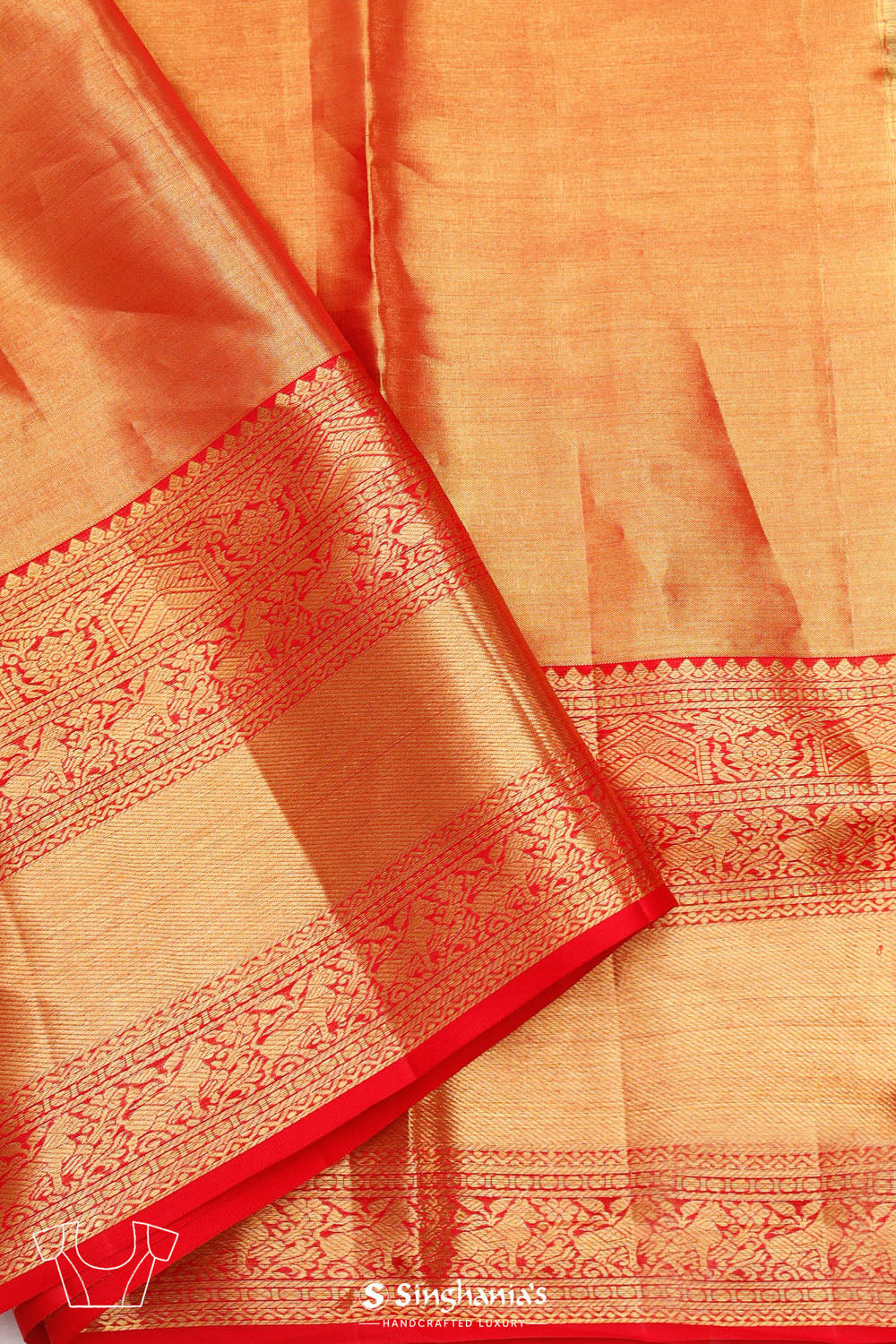 Orange Gold Jaal Kanjivaram Silk Saree