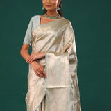Marian Blue Jaal Tissue Banarasi Saree
