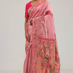 Candy Pink Designer Tissue Saree With Paithani Border