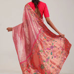 Candy Pink Designer Tissue Saree With Paithani Border