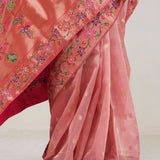 Candy Pink Designer Tissue Saree With Paithani Border