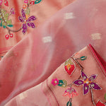 Candy Pink Designer Tissue Saree With Paithani Border