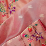 Candy Pink Designer Tissue Saree With Paithani Border
