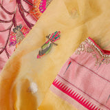 Cyber Yellow Designer Tissue Saree With Paithani Border