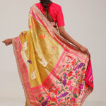 Gold Yellow Designer Tissue Saree With Paithani Border