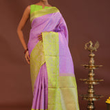 Amethyst Kanjivaram Saree With Contrast Lime Green Border