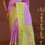 Amethyst Kanjivaram Saree With Contrast Lime Green Border