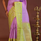 Amethyst Kanjivaram Saree With Contrast Lime Green Border