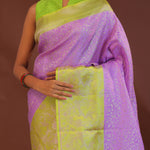 Amethyst Kanjivaram Saree With Contrast Lime Green Border