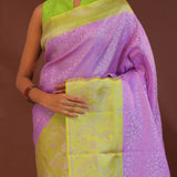 Amethyst Kanjivaram Saree With Contrast Lime Green Border