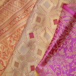 Dull Gold Kanjivaram Silk Saree With Contrast Border