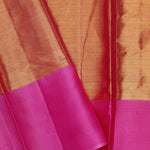 Dull Gold Kanjivaram Silk Saree With Contrast Border
