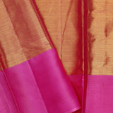 Dull Gold Kanjivaram Silk Saree With Contrast Border
