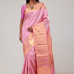 Carnation Pink Kanjivaram Silk Jaal Saree
