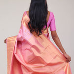 Carnation Pink Kanjivaram Silk Jaal Saree