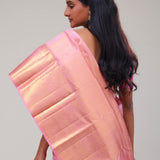Carnation Pink Kanjivaram Silk Jaal Saree
