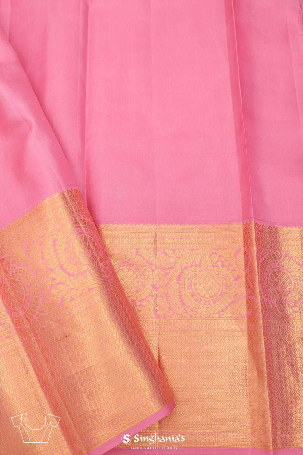 Carnation Pink Kanjivaram Silk Jaal Saree