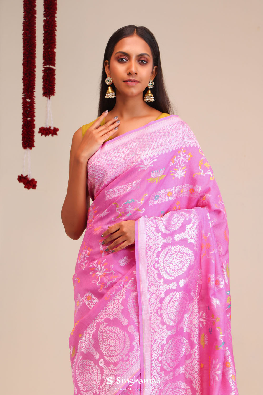 Hand-Printed Pure Tussar Silk Saree FH130 main image 1