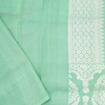 Mint Green Banarasi Tussar Saree With Floral Jaal