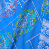 Blue Munga Banarasi Tussar Saree With Paisley And Meenakari Design