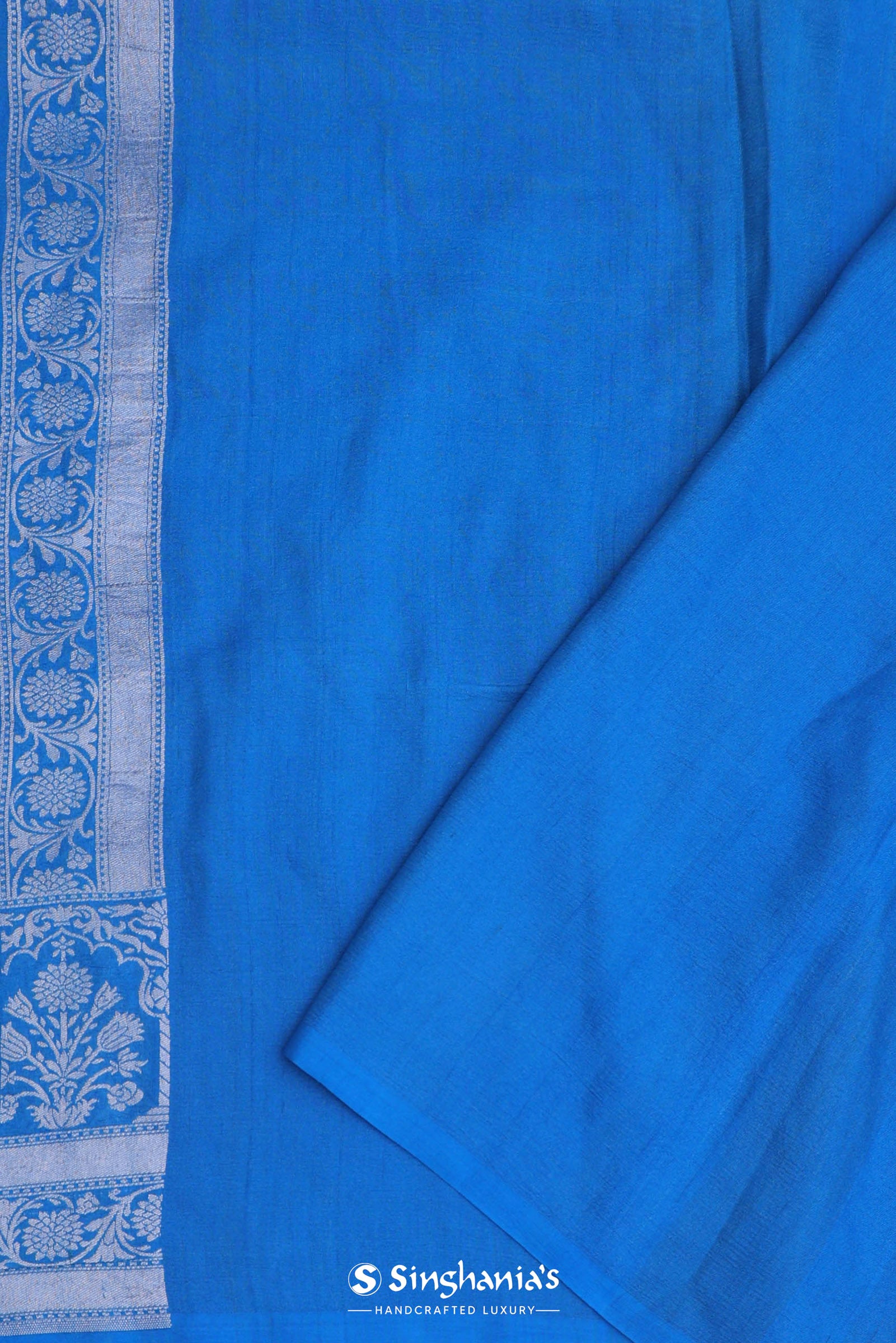 Blue Munga Banarasi Tussar Saree With Paisley And Meenakari Design