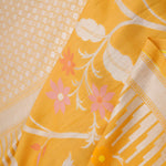 Tangarine Yellow Banarasi Tussar Saree With Floral Jaal