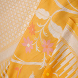 Tangarine Yellow Banarasi Tussar Saree With Floral Jaal