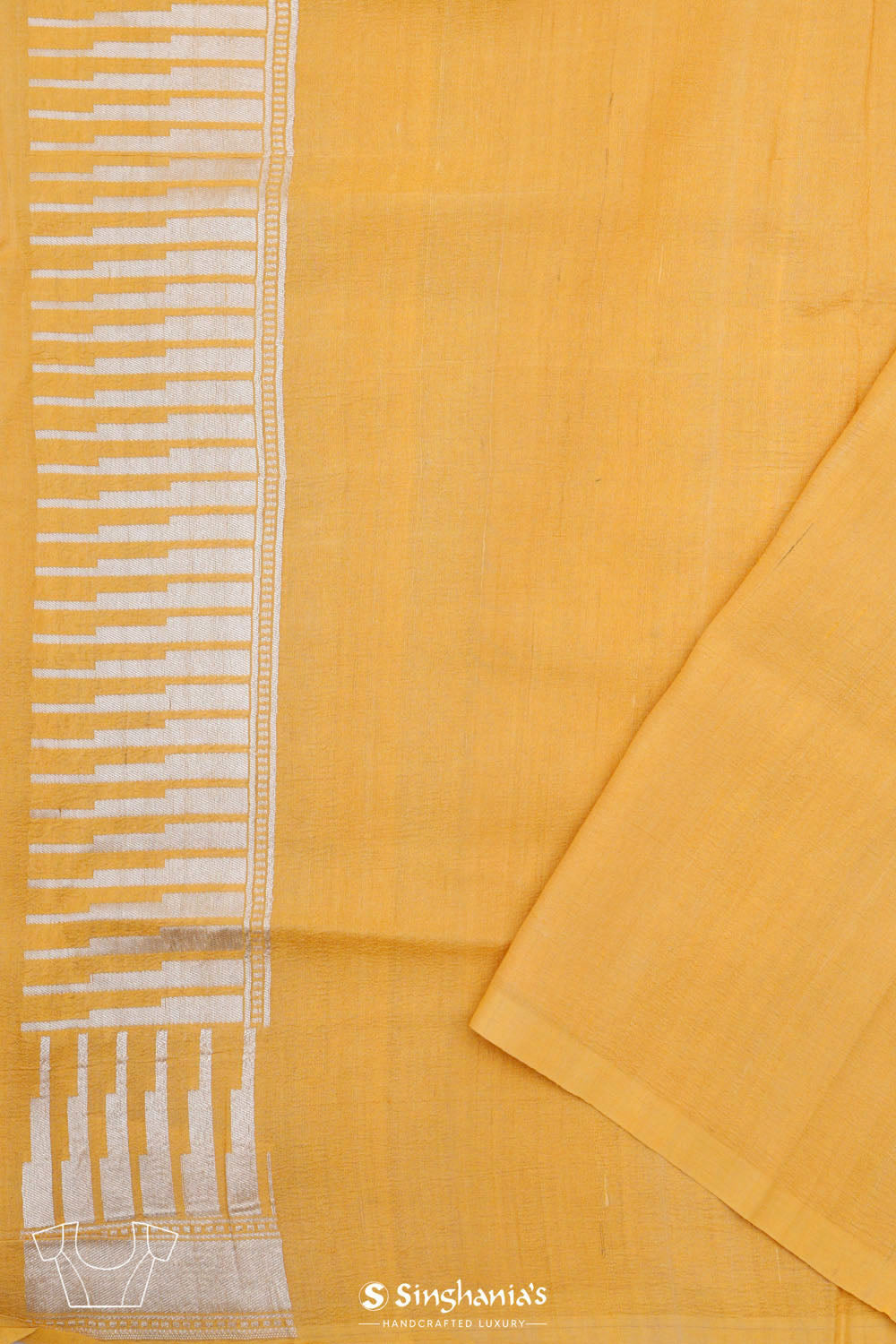 Tangarine Yellow Banarasi Tussar Saree With Floral Jaal