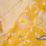 Mikado Yellow Banarasi Tussar Saree With Floral Jaal