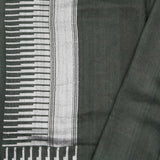 Feldgrau Green Banarasi Tussar Saree With Floral Jaal