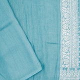 Turkish Blue Banarasi Tussar Saree With Floral Jaal