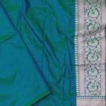 Green And Blue Dual Shade Banarasi Silk Saree With Meenakari Design