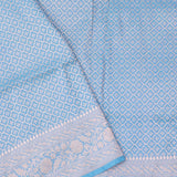 Cerulean Blue Banarasi Silk Saree With Floral Jaal