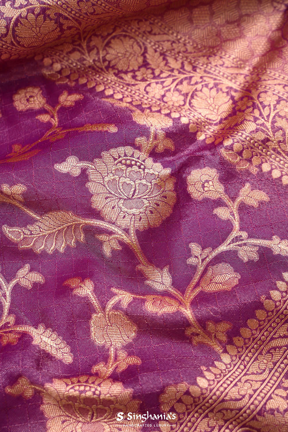 Jangla Tissue Banarasi Saree In Traditional Purple