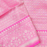 Rose Pink Banarasi Silk Saree With Floral Jaal