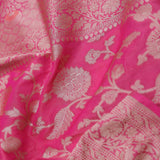 Bubblegum Pink Tissue Banarasi Saree With Jaal Design