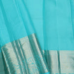 Cyan Blue Kanjivaram Silk Saree With Florals