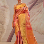 Peachy Pink Jaali Kanjivaram Silk Saree