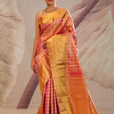 Peachy Pink Jaali Kanjivaram Silk Saree
