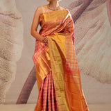 Peachy Pink Jaali Kanjivaram Silk Saree