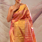 Peachy Pink Jaali Kanjivaram Silk Saree