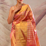 Peachy Pink Jaali Kanjivaram Silk Saree
