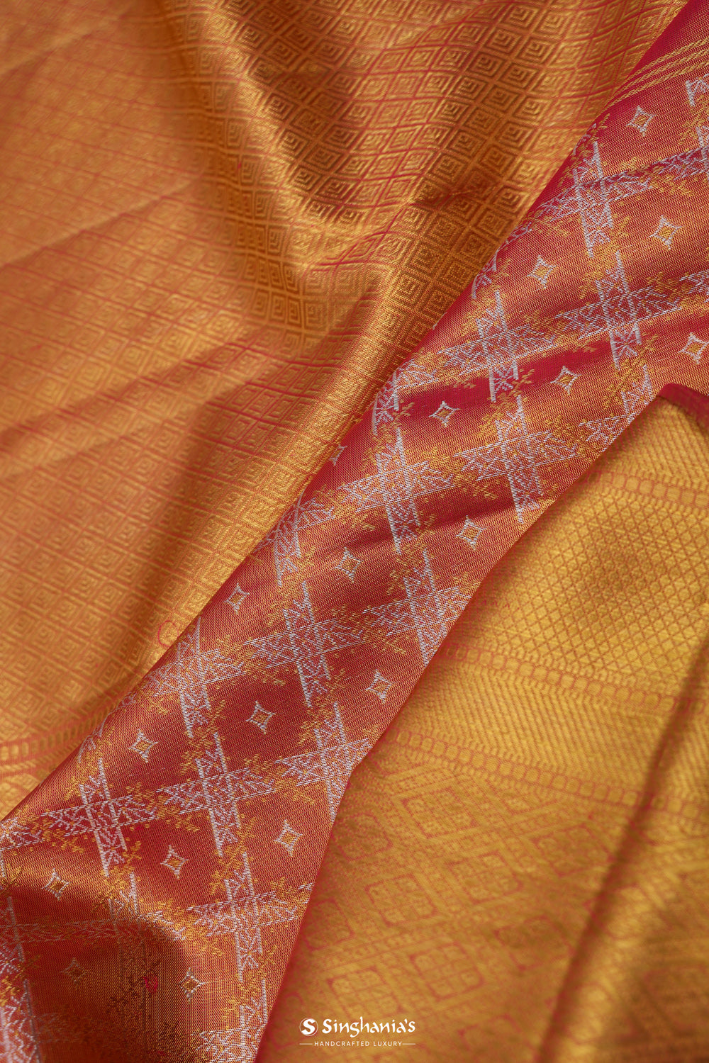 Peachy Pink Jaali Kanjivaram Silk Saree