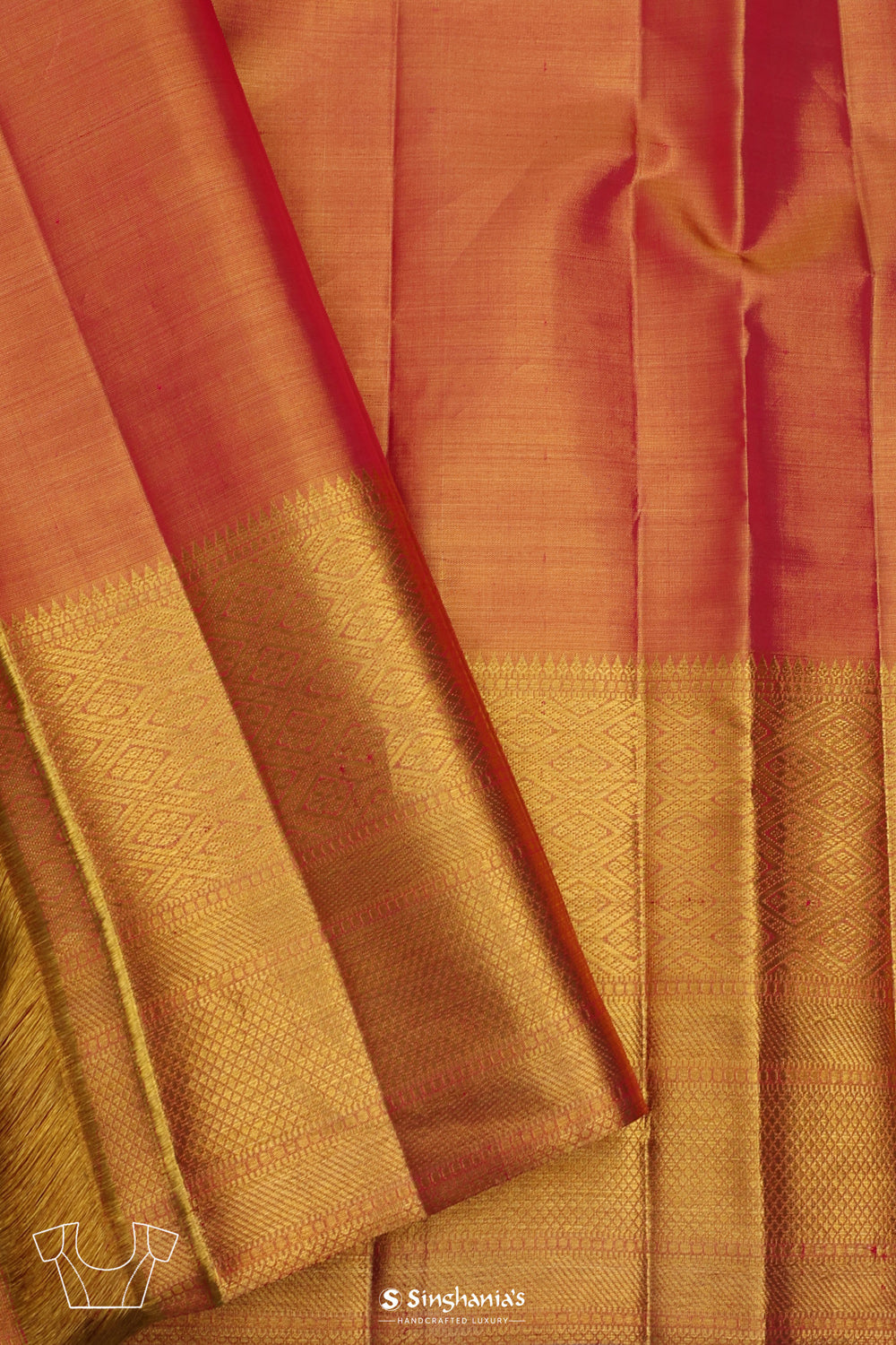 Peachy Pink Jaali Kanjivaram Silk Saree