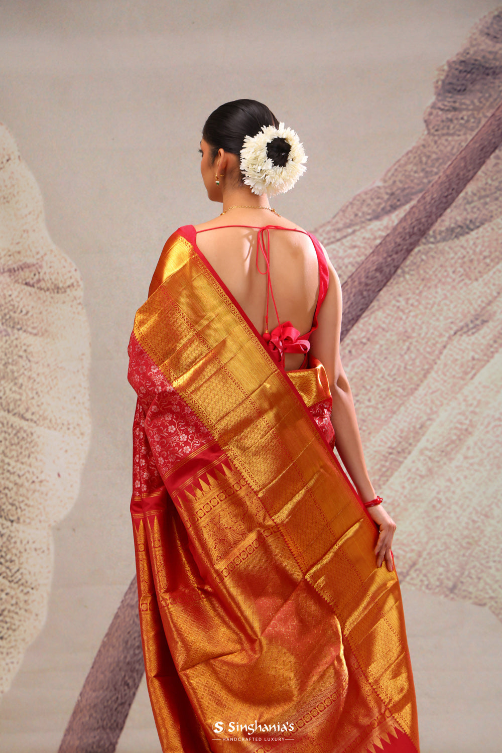 Chilli Red Jaali Kanjivaram Silk Saree