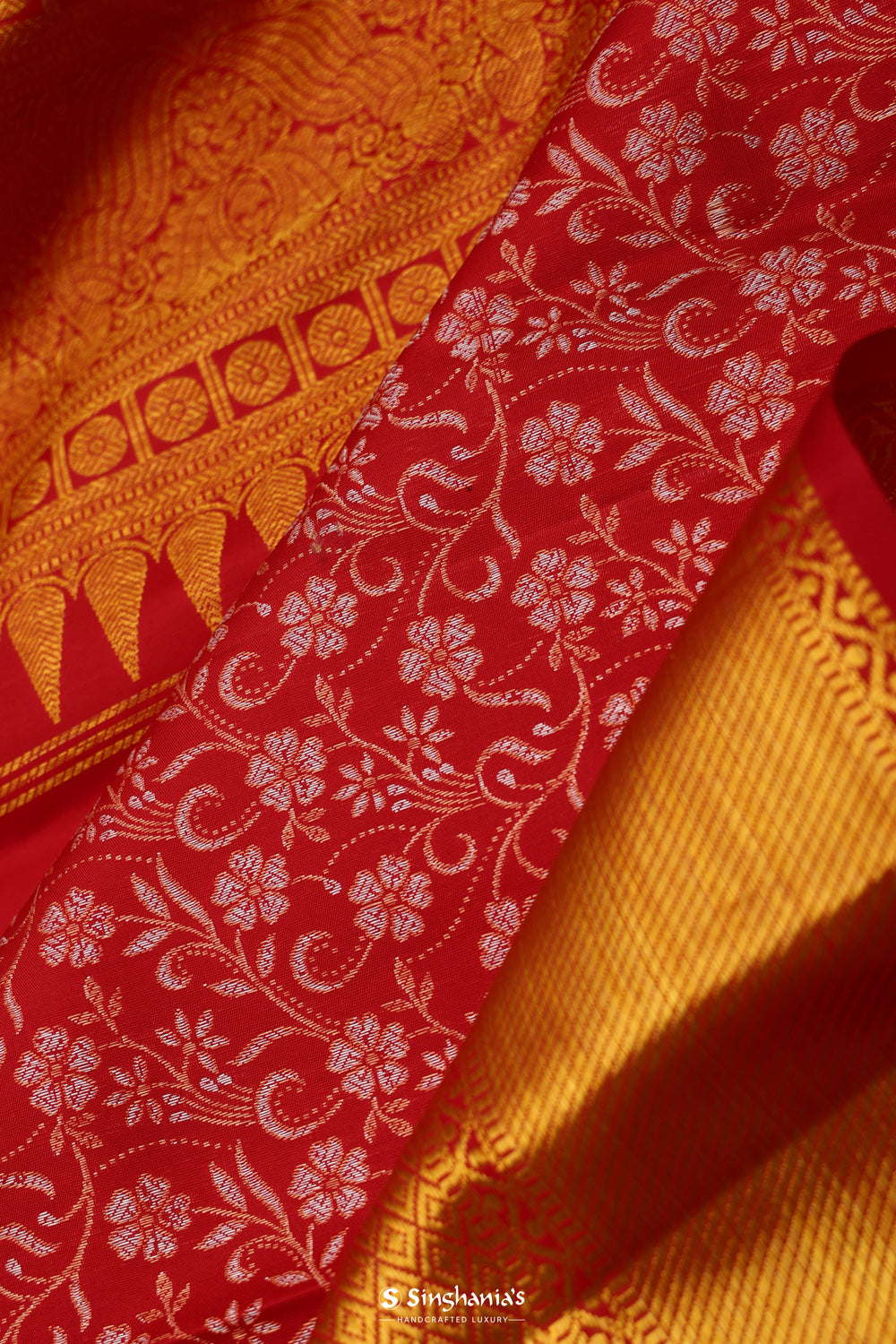 Chilli Red Jaali Kanjivaram Silk Saree
